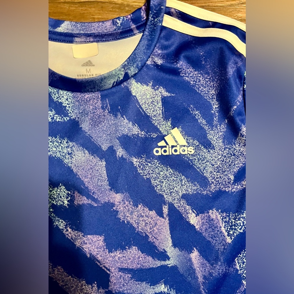Adidas Kids Blue Patterned Soccer Jersey Size Medium - Picture 3 of 5